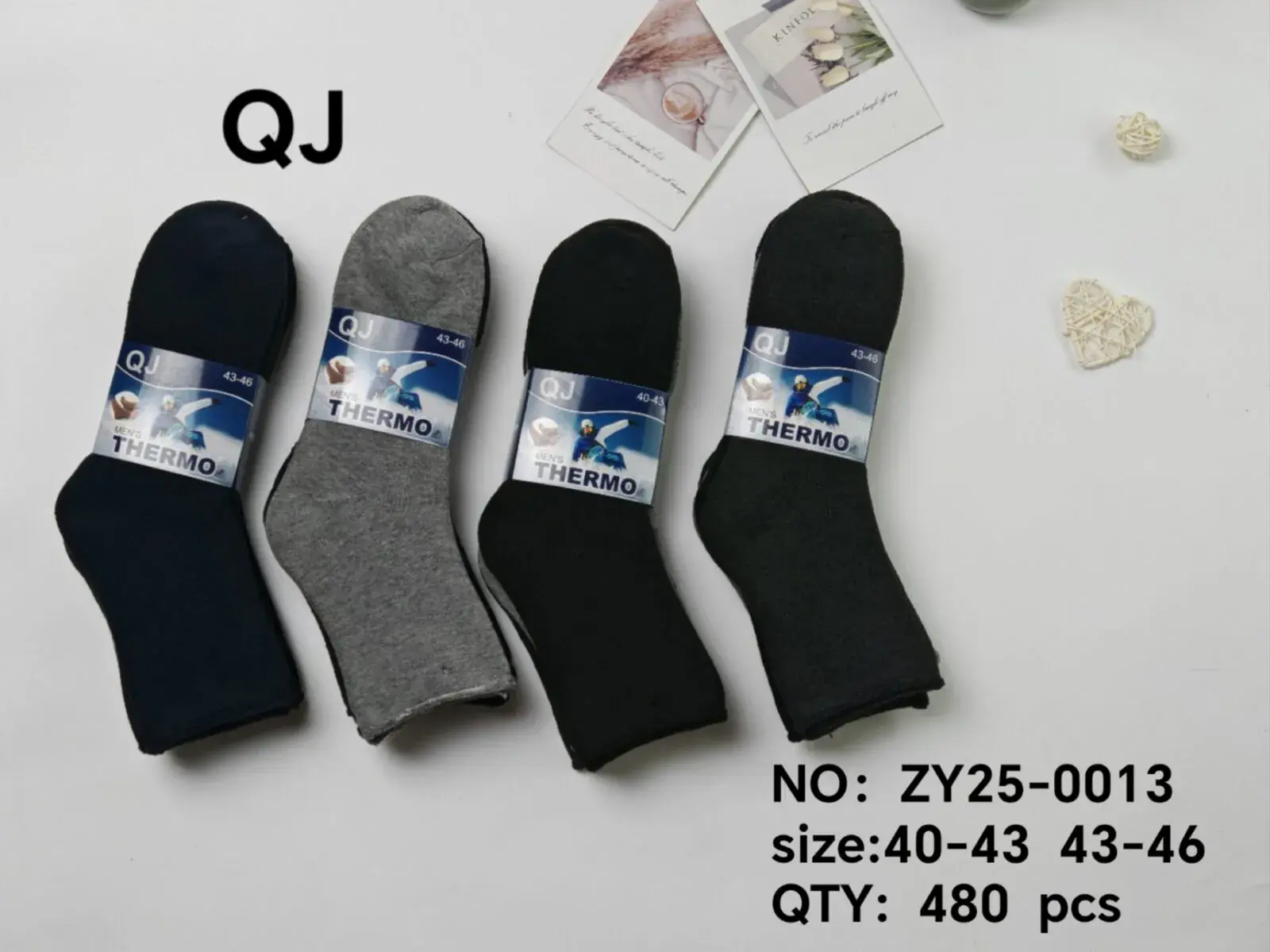Skarpetki męskie termo QJ, rozmiary 40-43 i, kolor czarny