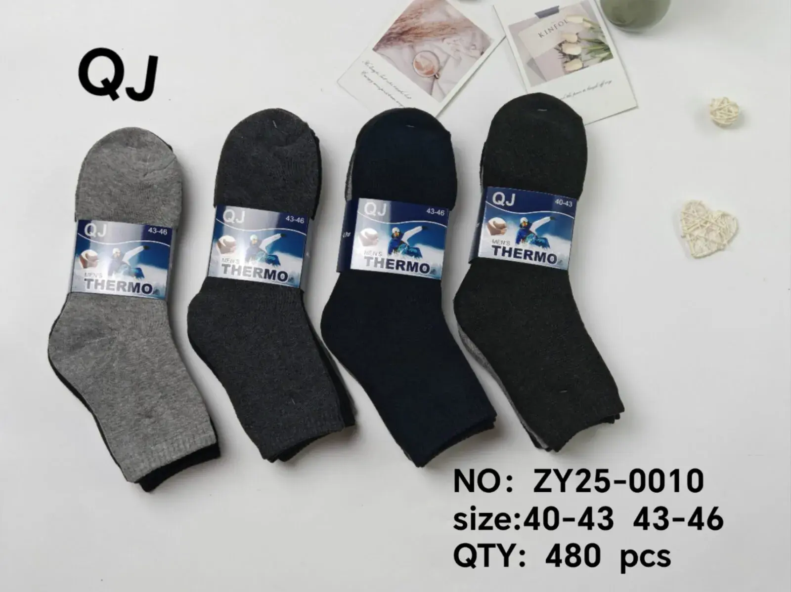 Skarpetki męskie termo QJ szare i czarne