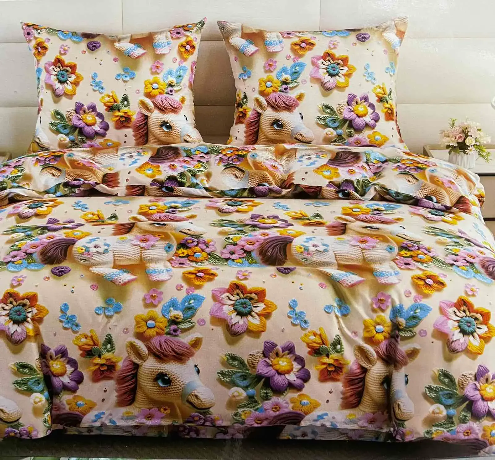 Komplet Pościel 3CZ 160/200 Unicorn Kwiaty