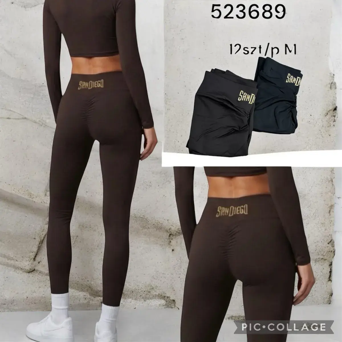 Legginsy San Diego brązowe i czarne M 12 sztuk