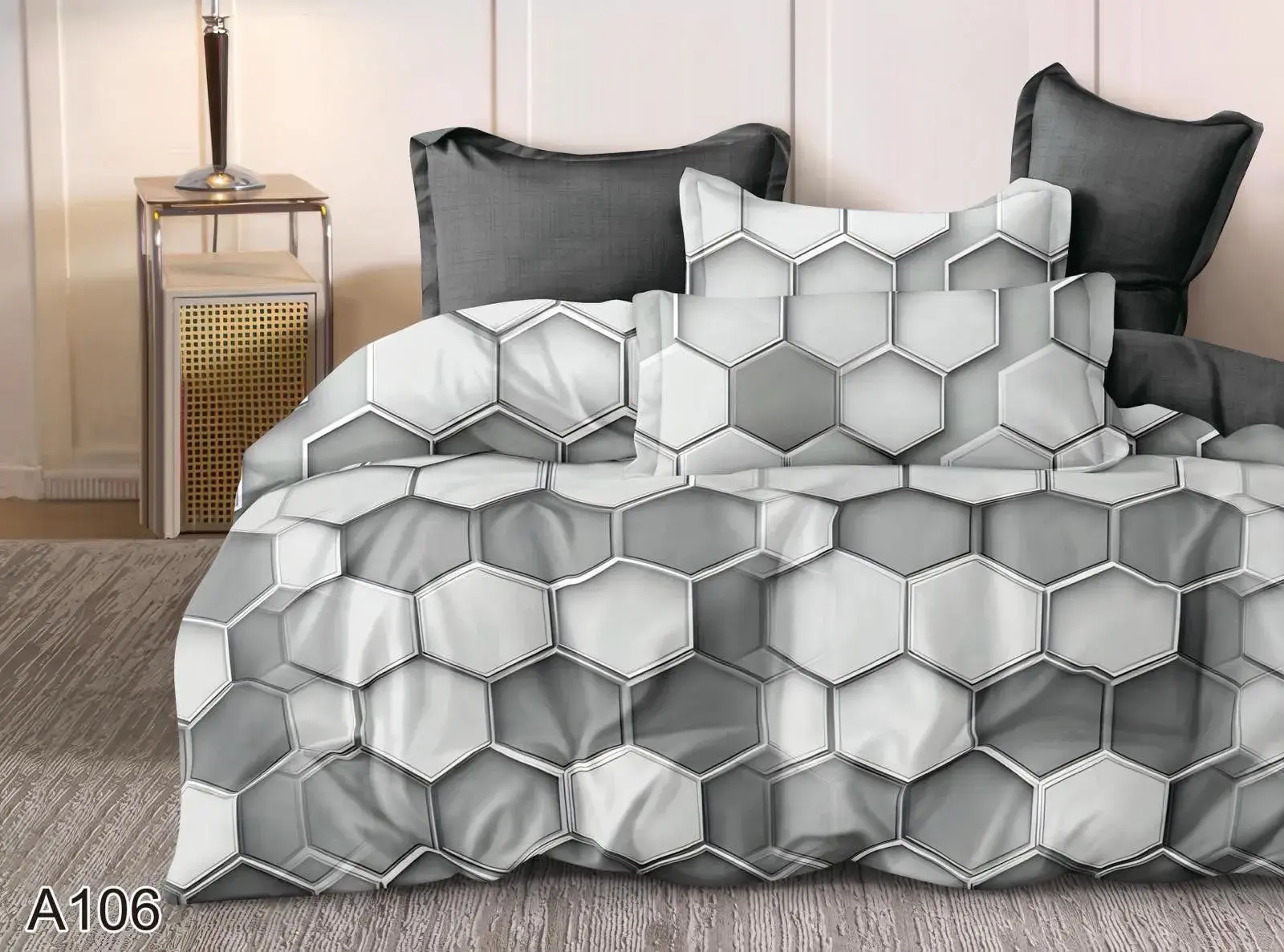 Komplet Pościel 3D Milano 4CZ 160/200, kolor szary