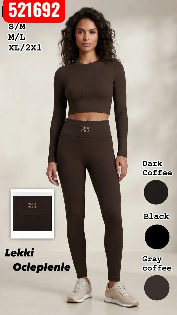 Legginsy damskie z lekkim ociepleniem w kolorze Dark Coffee