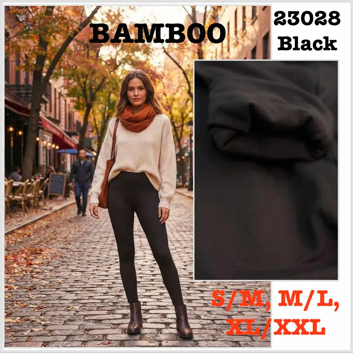 Legginsy Bamboo czarne elastyczne S-XXL