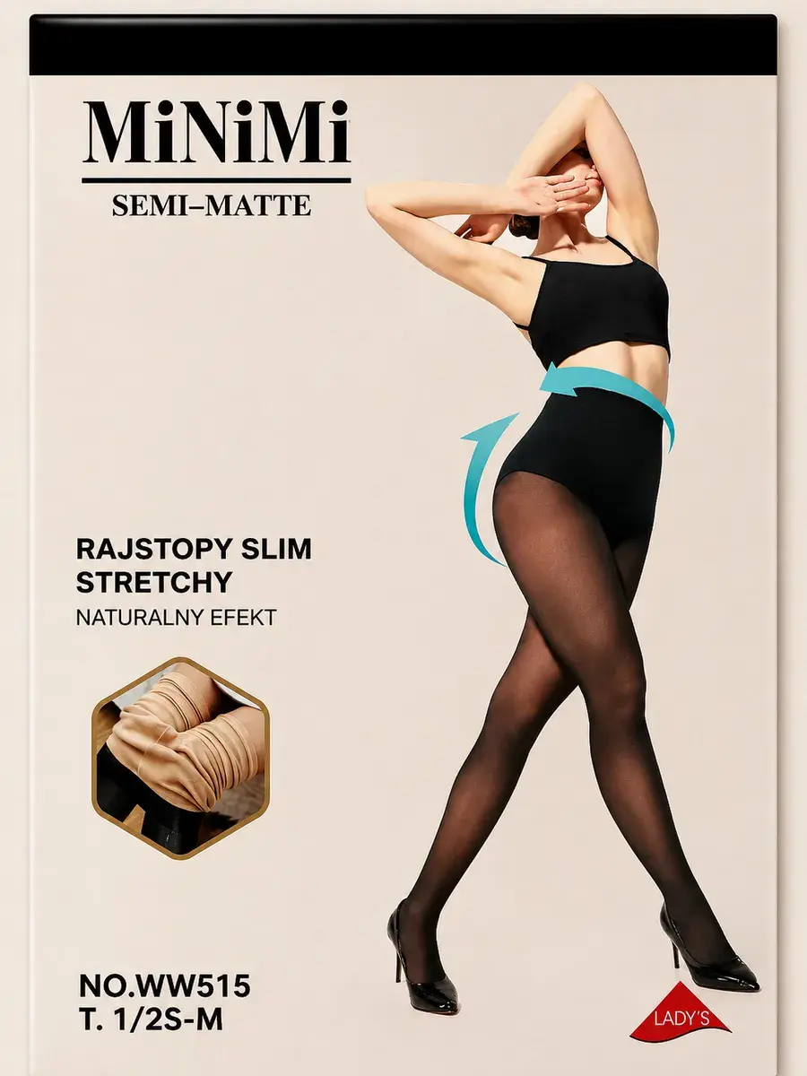 MiNiMi Rajstopy Slim Stretchy Czarny Naturalny Efekt