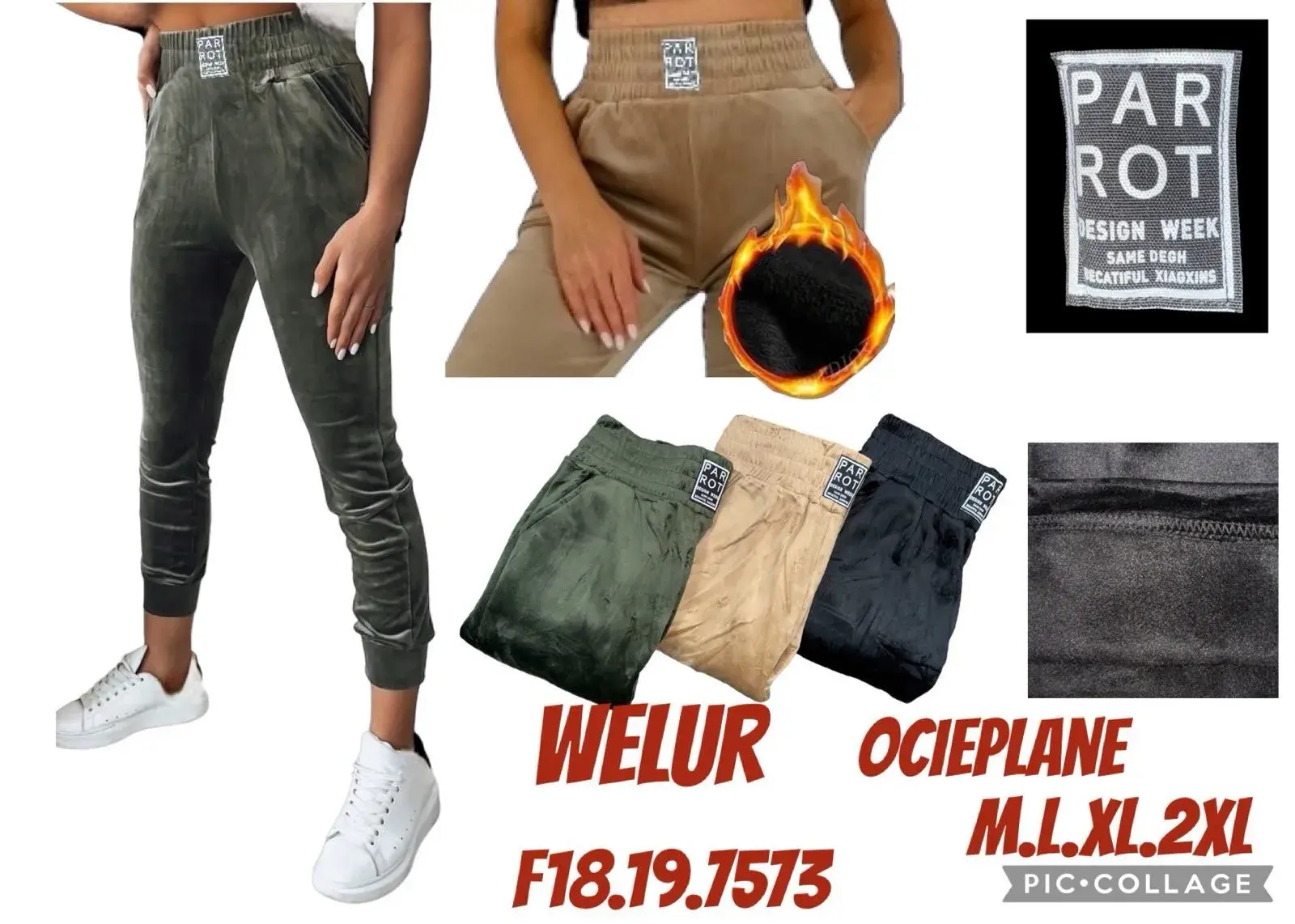 Spodnie Welurowe Damskie Ocieplane M-L-XL-2XL F18.97573