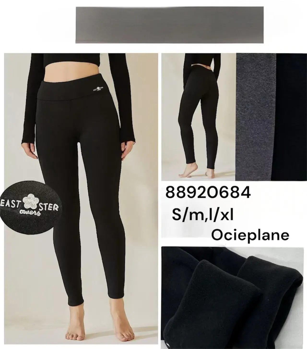 Leggingsy damskie East Master S/M L/XL czarne ocieplane