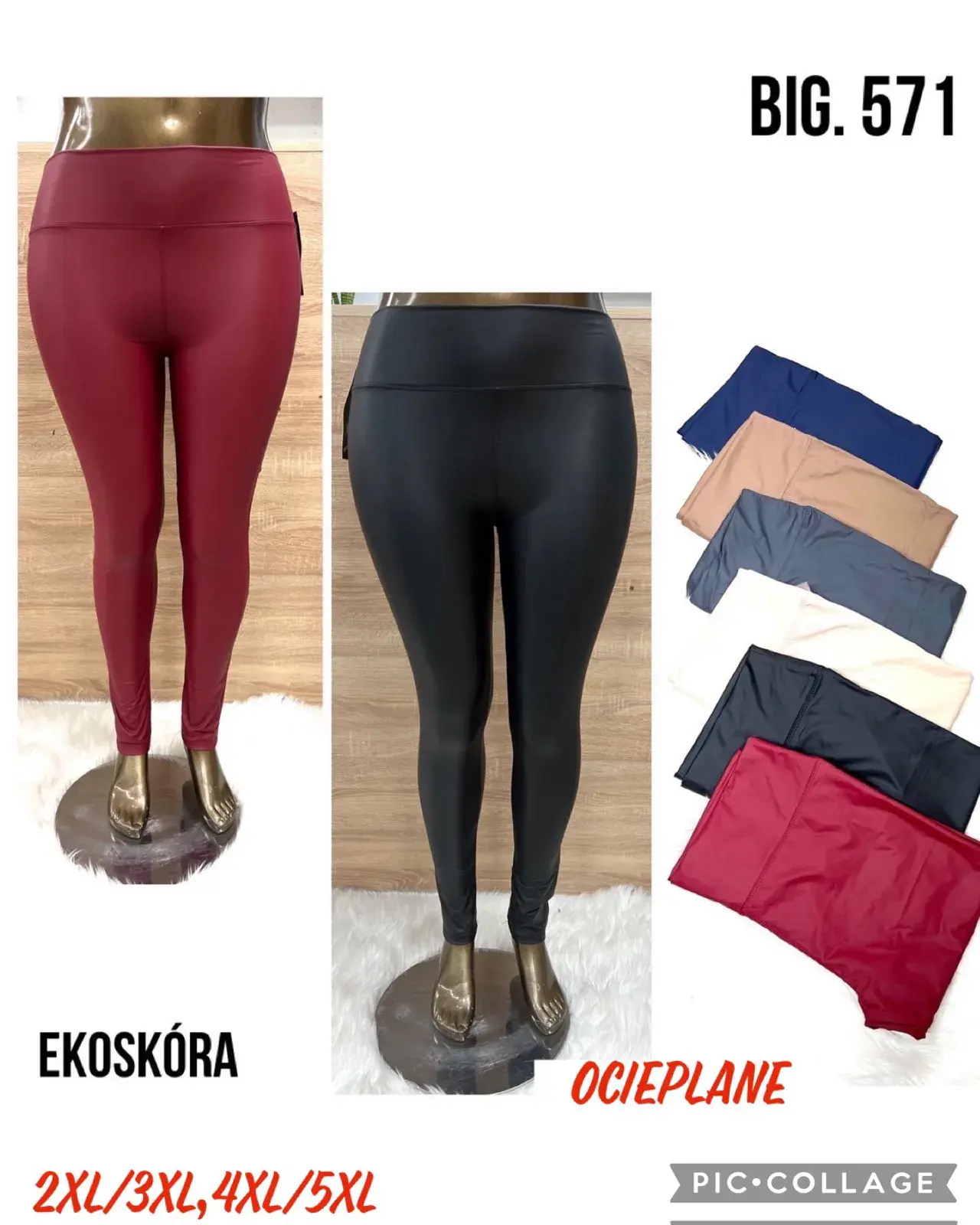 Leggingsy damskie BIG.571 ekoskóra XL/XXL-5XL
