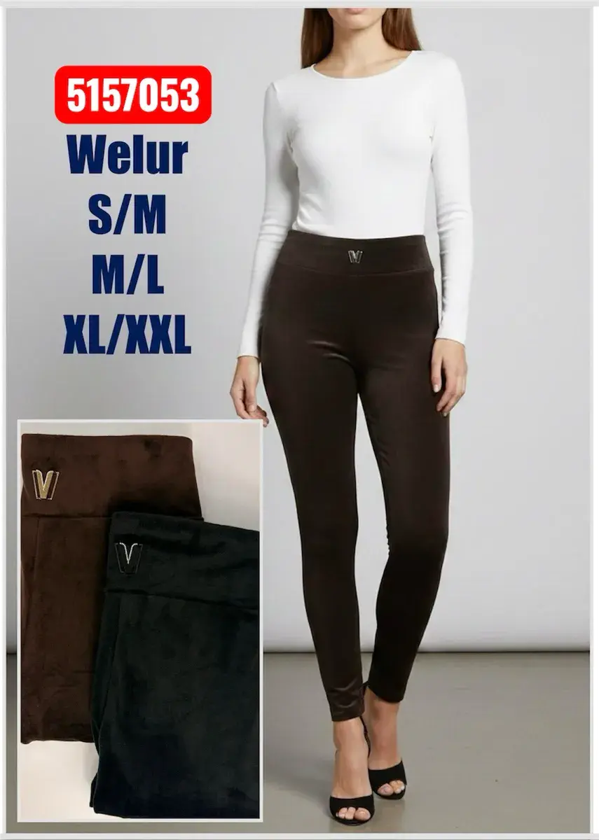 Legginsy damskie welurowe brązowe S-XXL wygodne i elastyczne