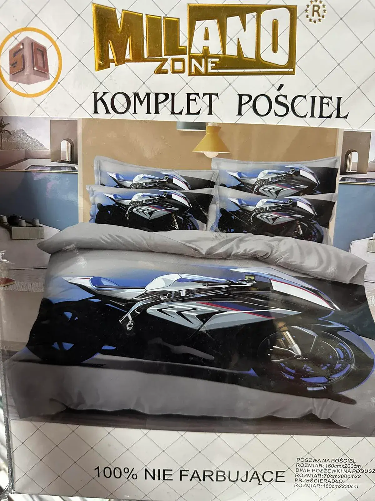 Komplet Pościeli Milano 4cz 160/200 Motyw Motocykla