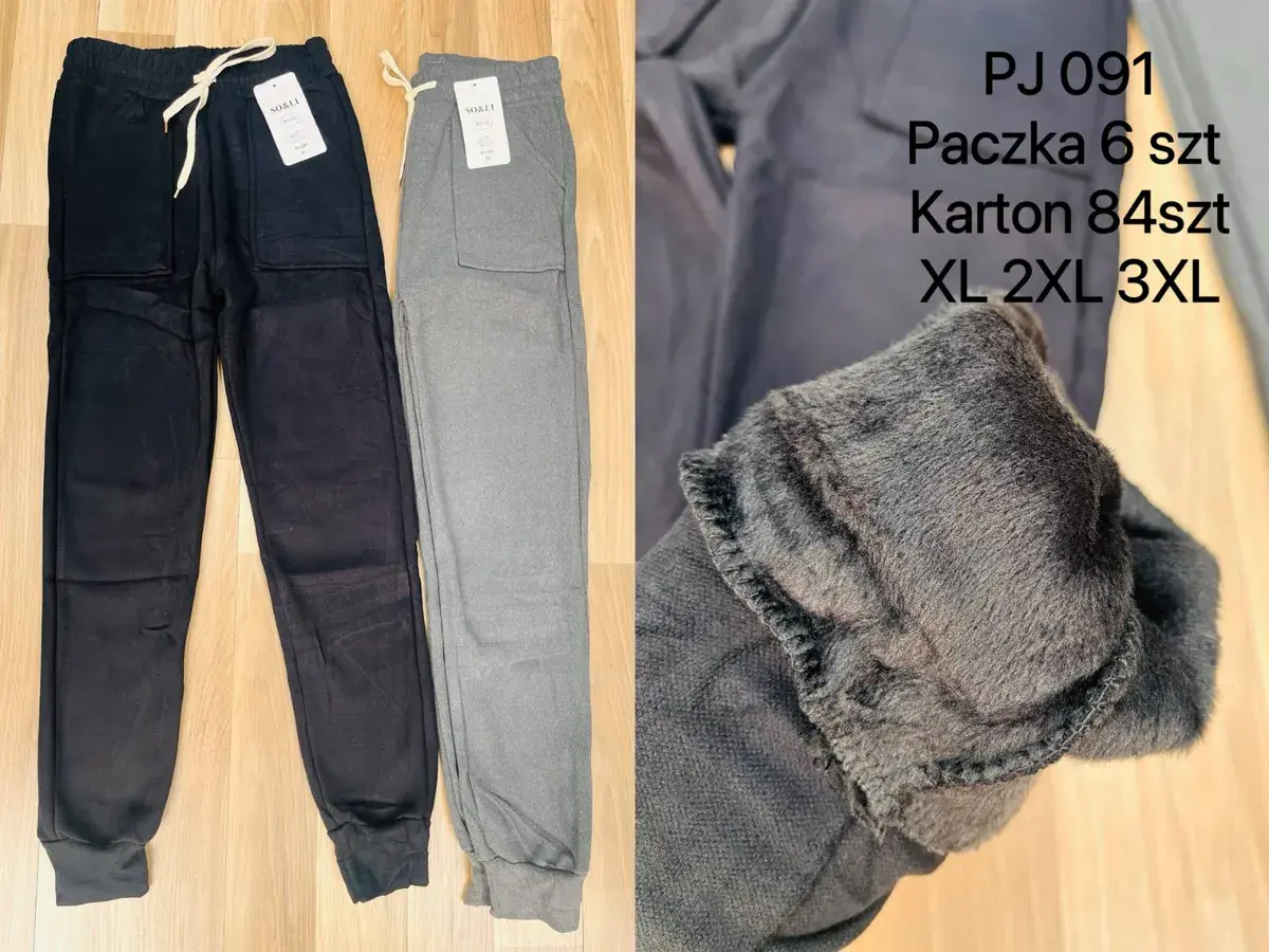 Spodnie dresowe ocieplane z kieszeniami XL-3XL czarne i szare