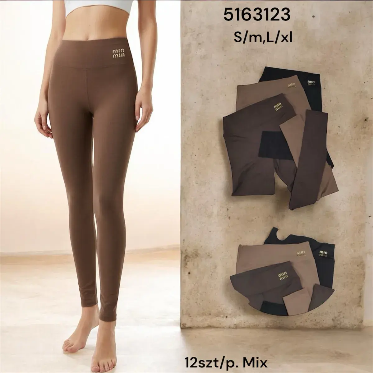 Legginsy damskie brązowe i beżowe mix rozmiarów S-XL