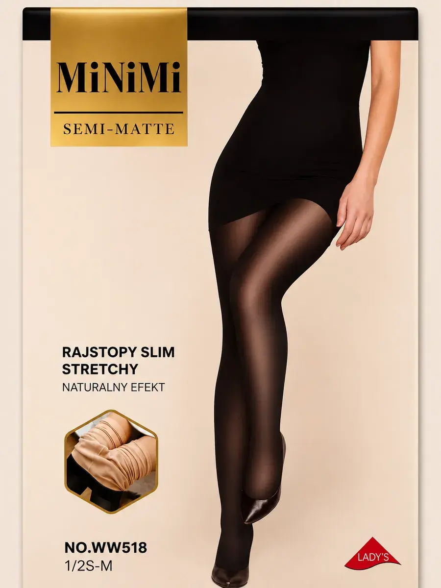 MiNiMi Rajstopy Slim Stretchy Czarny Semi-Matte 1/2S-M