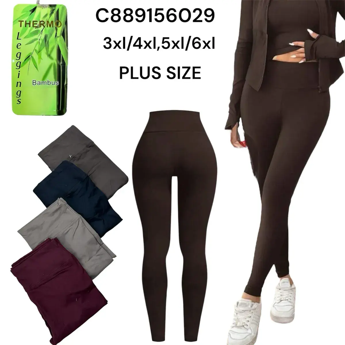 Legginsy damskie Thermo Bambus plus size 3XL-6XL w kolorach