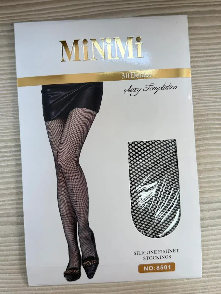 Minimi Czarny Pończochy Kabaretki 30 Den z Silikonem