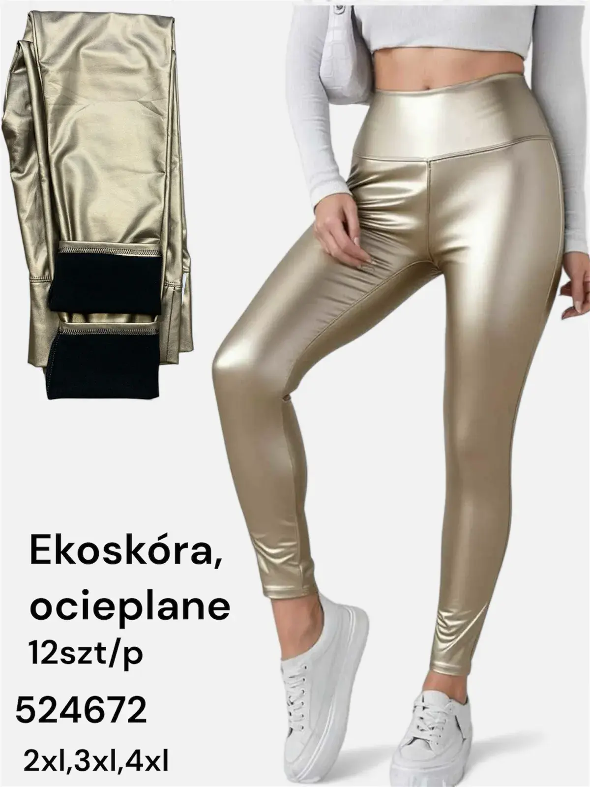 Leggingsy damskie eko-skóra ocieplane 2XL-4XL