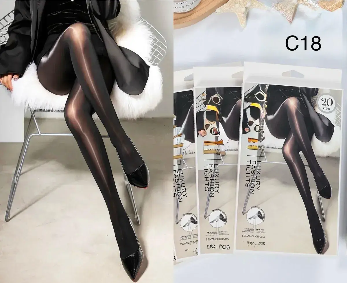 Rajstopy luxury fashion 20 den czarne satynowe bezszwowe