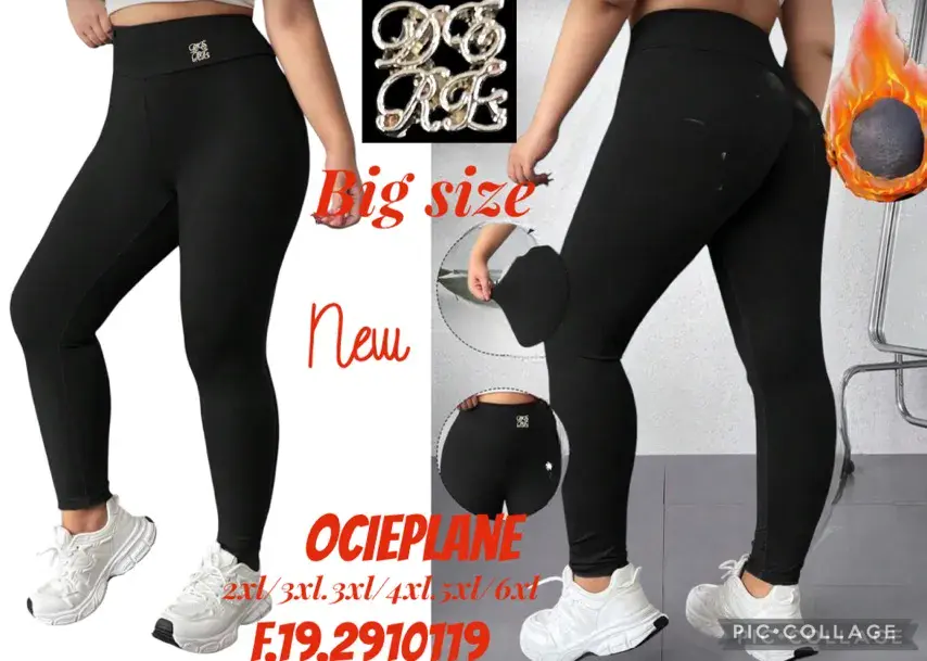 Leggingsy damskie Big Size 2XL-5XL czarne Ocieplane