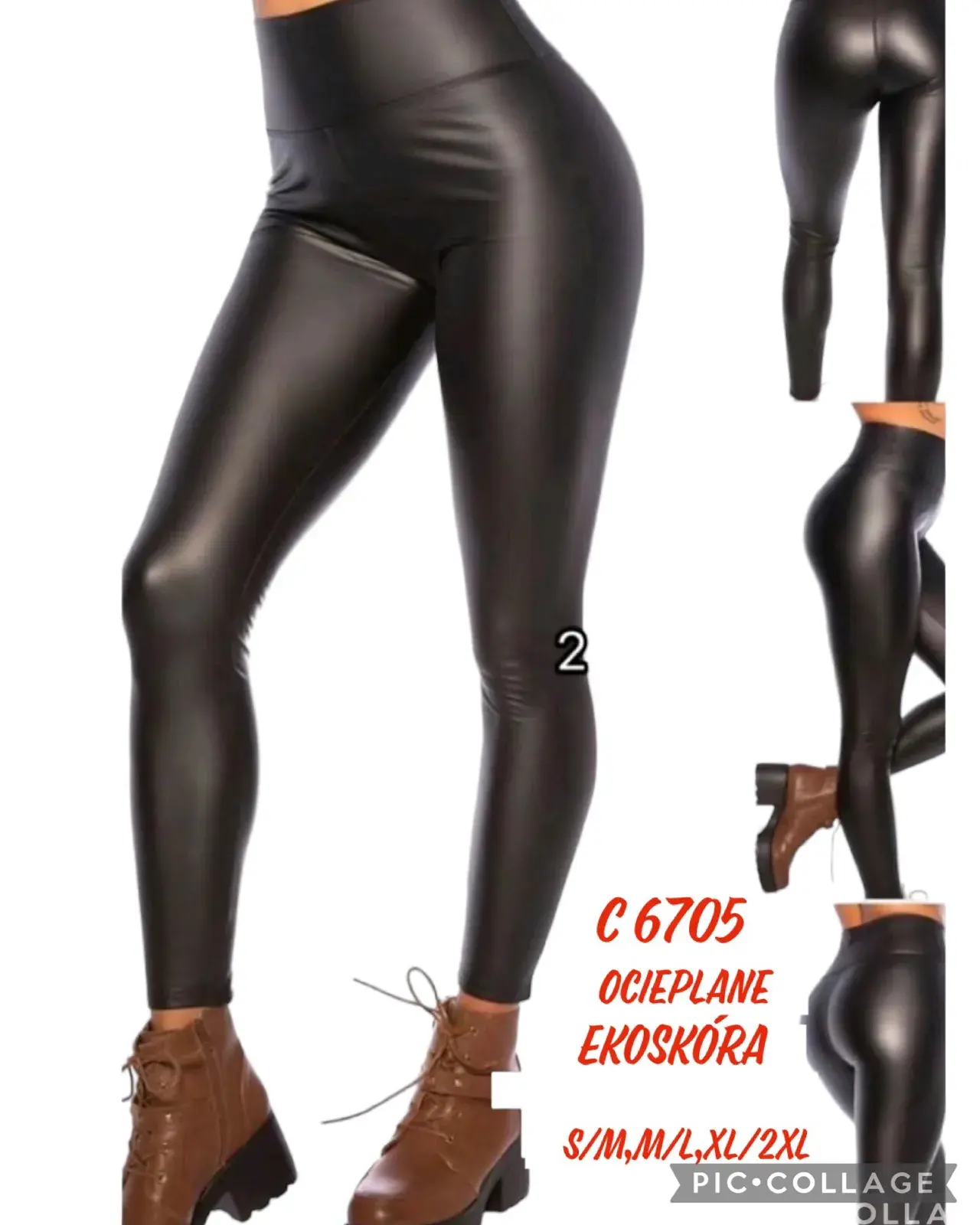 Leggingsy damskie z ekoskóry S/M, M/L, XL, XXL C6705