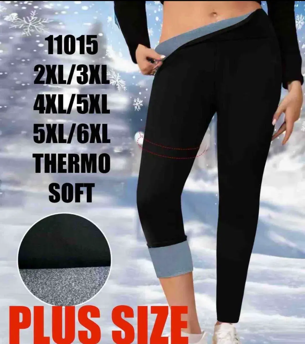 Legginsy damskie plus size czarne z ociepleniem termo soft