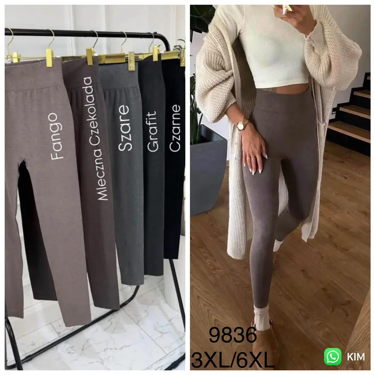 Legginsy damskie 3XL-6XL w kolorze Fango elastyczne