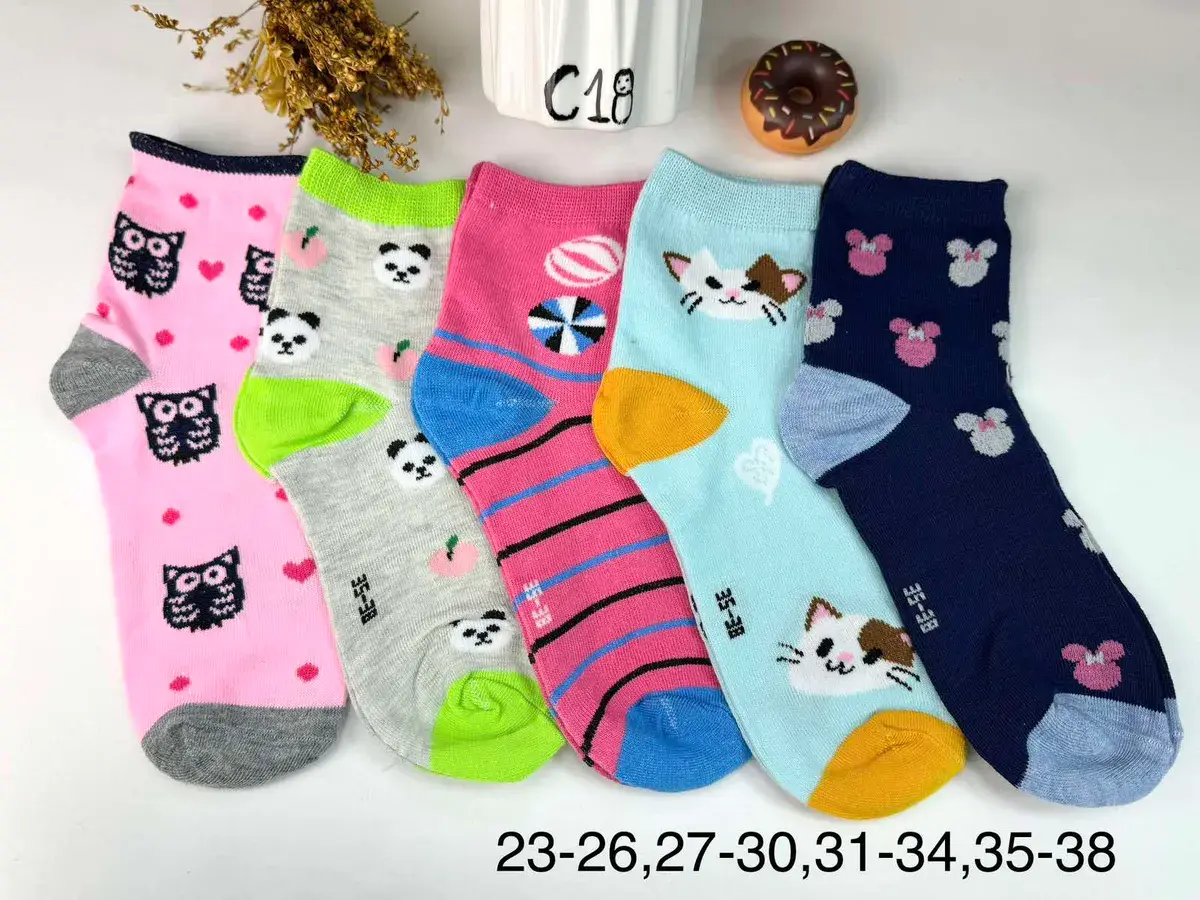 Skarpetki Dziecięce Wielokolorowe z Motywami Zwierząt 23-38
