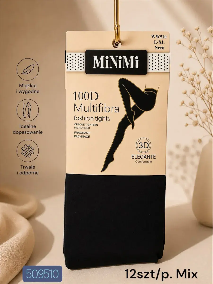 MiNiMi 100D Multifibra rajstopy czarny L-XL 3D Elegante