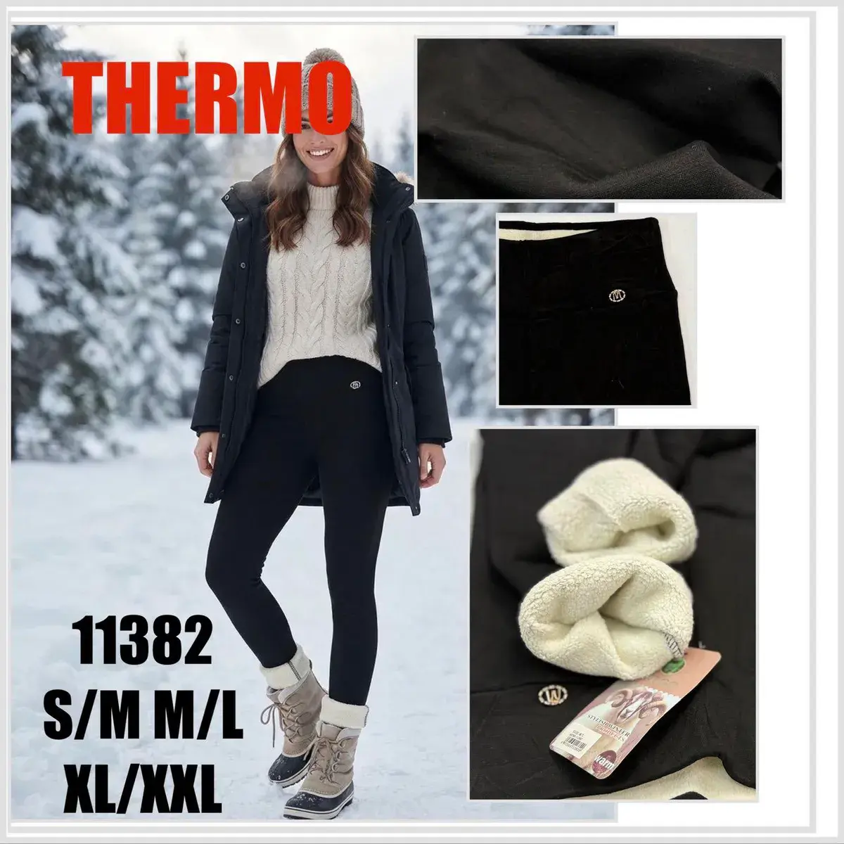 Legginsy damskie termo czarne z ociepleniem S-XXL
