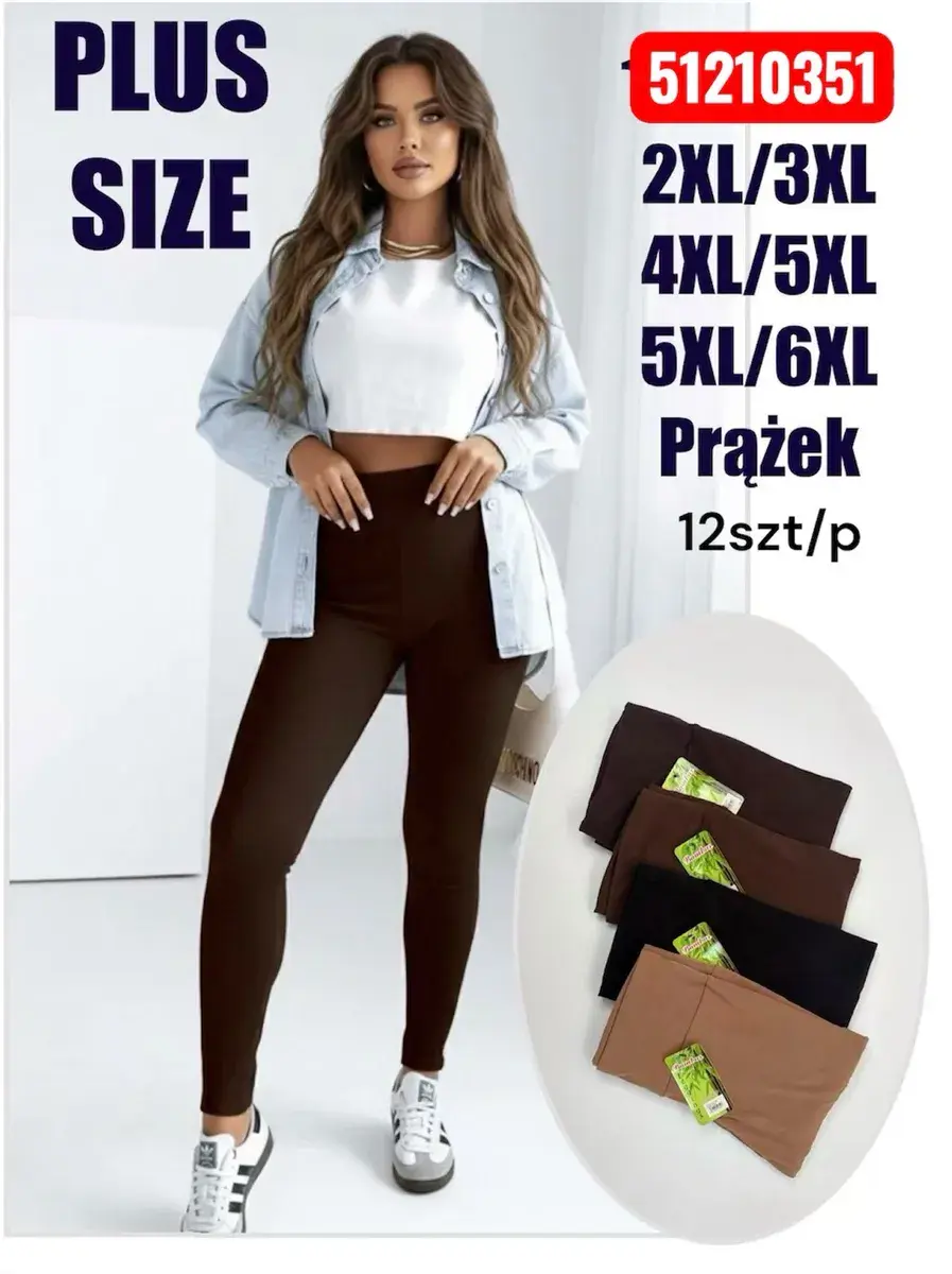 Legginsy damskie plus size prążkowane 2XL-6XL mix kolorów