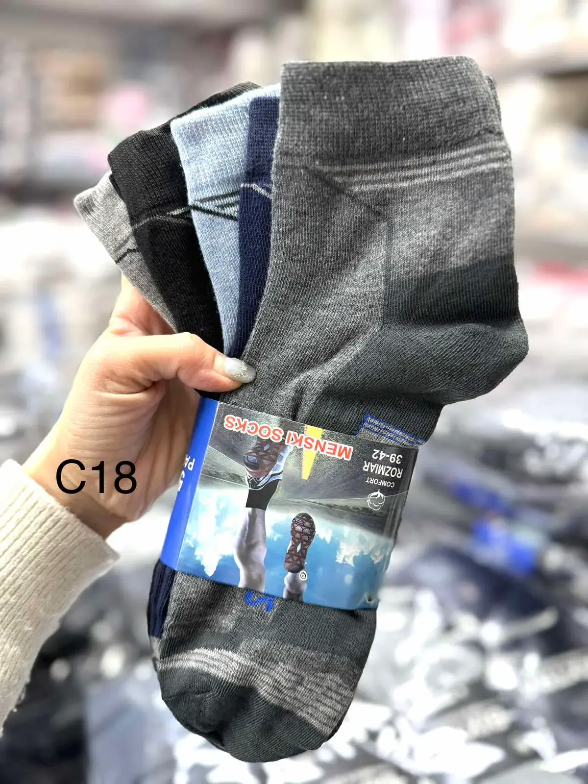 Skarpetki męskie 5-pack szare granatowe niebieskie C18