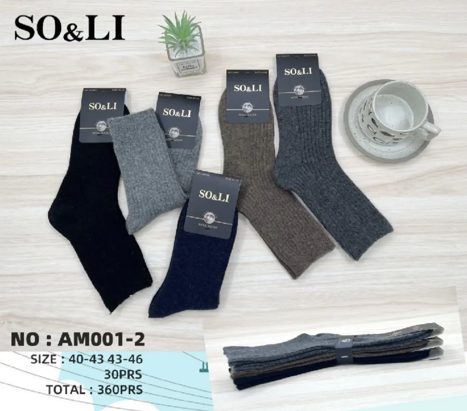 Skarpetki męskie SO&LI DM001-2, rozmiar 40-43/45, 30 szt