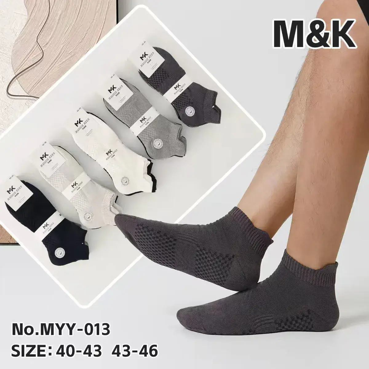 Skarpetki Męskie M&K Mesh Szare 40-46