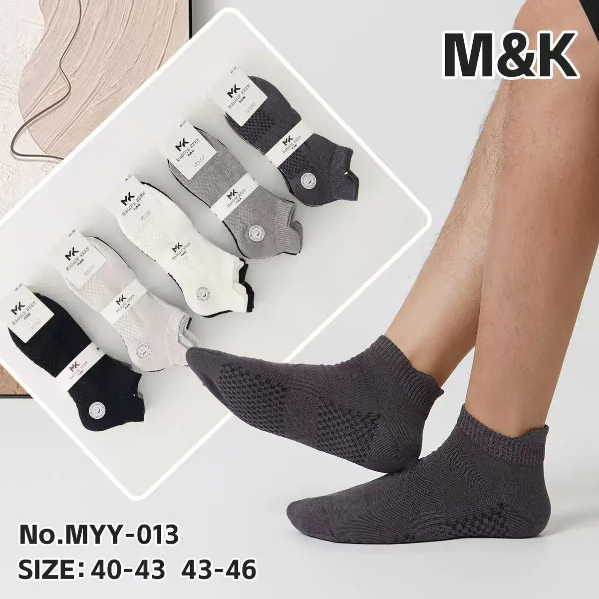Skarpetki Męskie M&K Mesh 40-46 Czarne Szare Białe