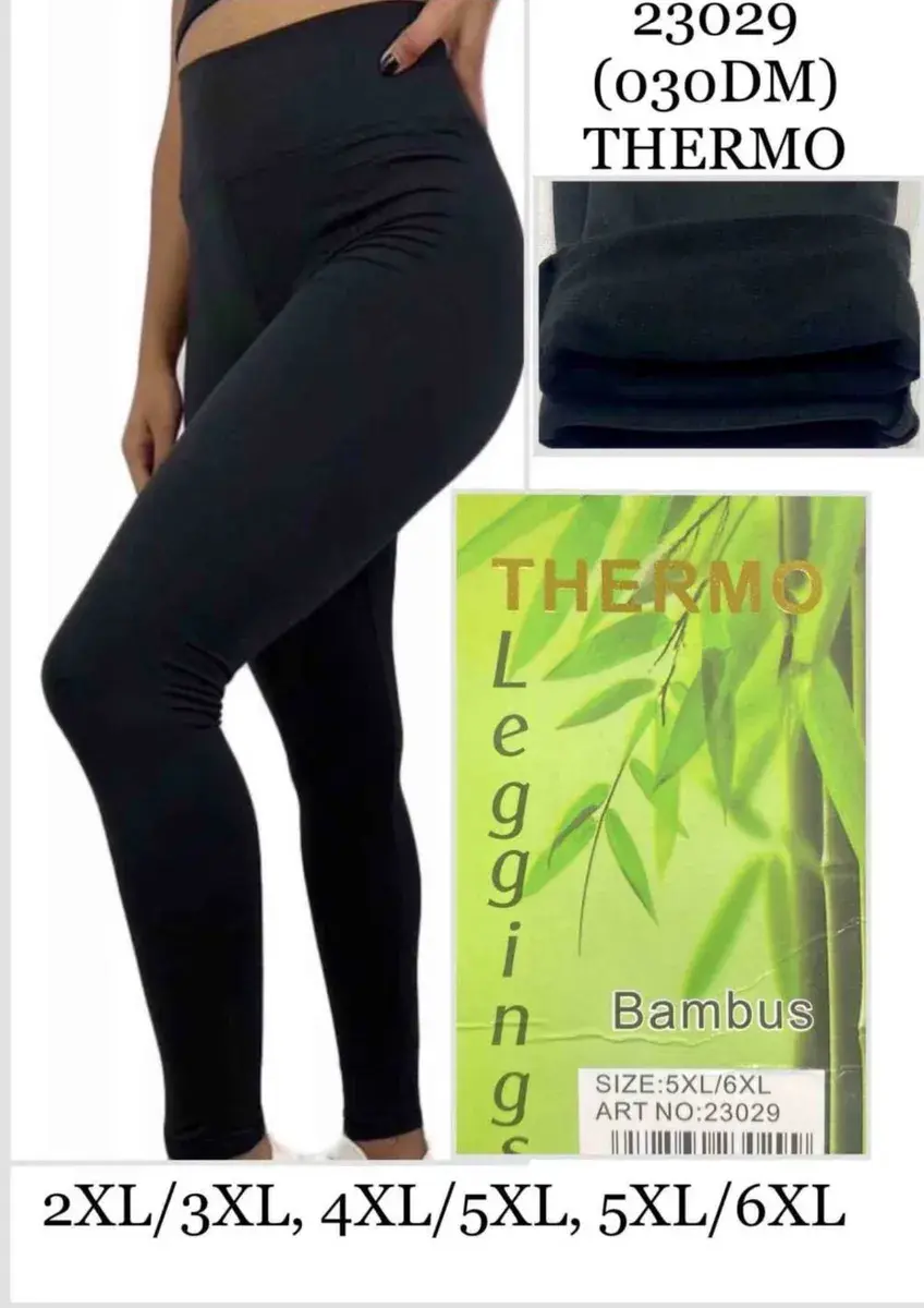Legginsy termo bambusowe czarny 2XL-6XL duże rozmiary