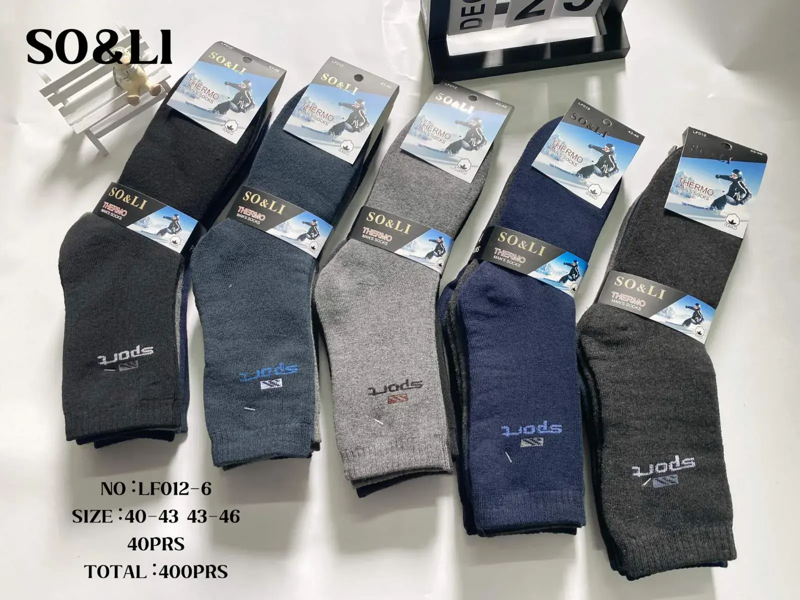 Skarpetki męskie SOLI rozmiar 40-43/44-46, 400 szt