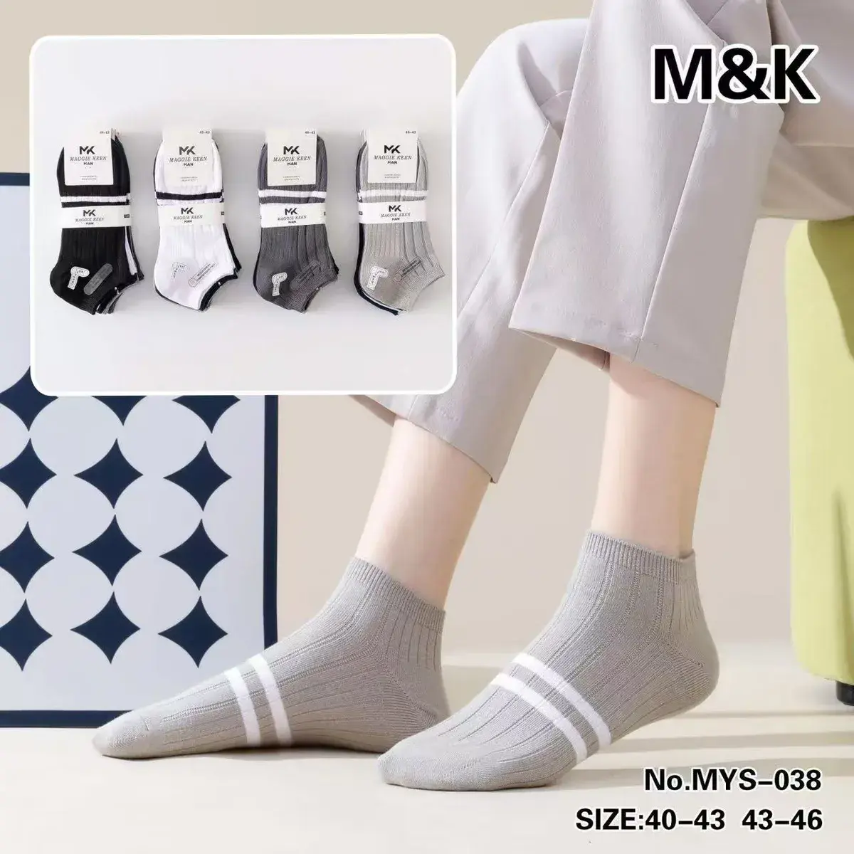 Skarpetki Męskie M&K Szare Czarne 40-46